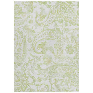 HomeRoots 9' Sage Green and Ivory Paisley Area Rug - Durable, Washable Design for Indoor and Outdoor Spaces 9' X 12' 588658