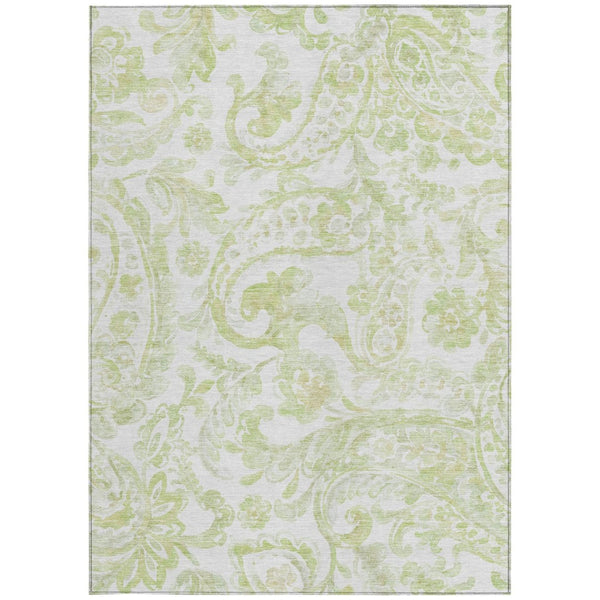 HomeRoots 9' Sage Green and Ivory Paisley Area Rug - Durable, Washable Design for Indoor and Outdoor Spaces 9' X 12' 588658