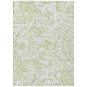 HomeRoots 9' Sage Green and Ivory Paisley Area Rug - Durable, Washable Design for Indoor and Outdoor Spaces 9' X 12' 588658