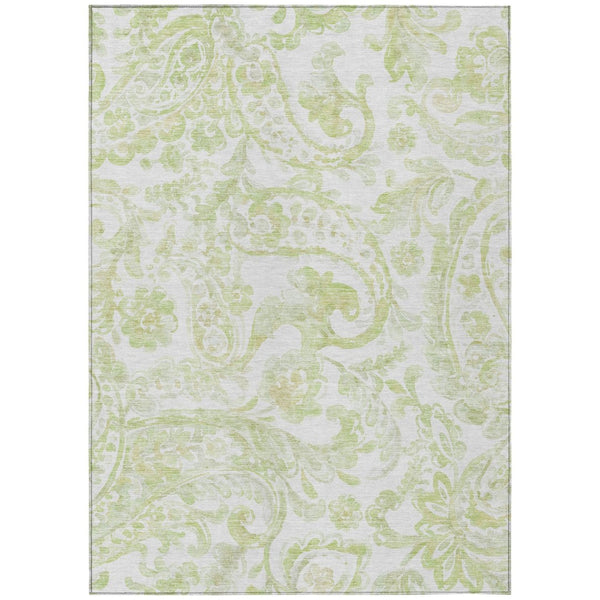 HomeRoots 9' Sage Green and Ivory Paisley Area Rug - Durable, Washable Design for Indoor and Outdoor Spaces 9' X 12' 588658
