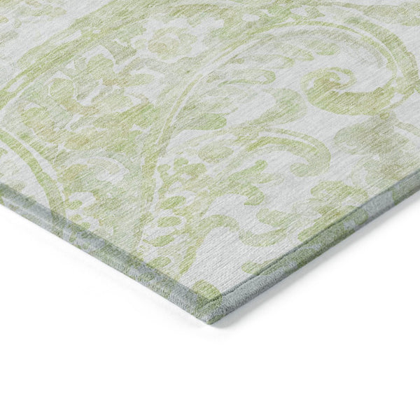 HomeRoots 9' Sage Green and Ivory Paisley Area Rug - Durable, Washable Design for Indoor and Outdoor Spaces 9' X 12' 588658