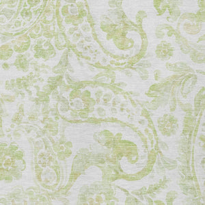 HomeRoots 9' Sage Green and Ivory Paisley Area Rug - Durable, Washable Design for Indoor and Outdoor Spaces 9' X 12' 588658
