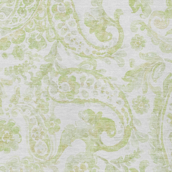 HomeRoots 9' Sage Green and Ivory Paisley Area Rug - Durable, Washable Design for Indoor and Outdoor Spaces 9' X 12' 588658