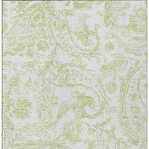 HomeRoots 5' Sage Green and Ivory Paisley Area Rug - Durable, Washable Design for Indoor and Outdoor Spaces 10' X 14' 588659