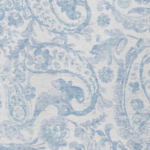 HomeRoots 5' Indoor Outdoor Paisley Area Rug - Sky Blue, Denim Blue & Ivory - Durable, Washable & Stylish 5' X 8' 588661
