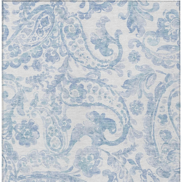 HomeRoots 5' Indoor Outdoor Paisley Area Rug - Sky Blue, Denim Blue & Ivory - Durable, Washable & Stylish 8' X 10' 588663