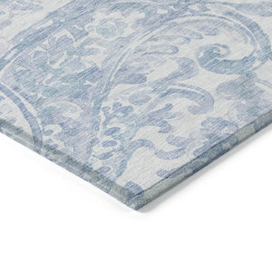 HomeRoots 5' Indoor Outdoor Paisley Area Rug - Sky Blue, Denim Blue & Ivory - Durable, Washable & Stylish 8' X 10' 588663