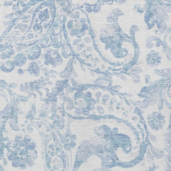 HomeRoots 5' Indoor Outdoor Paisley Area Rug - Sky Blue, Denim Blue & Ivory - Durable, Washable & Stylish 8' X 10' 588663