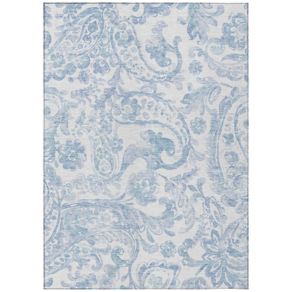 HomeRoots 9' Sky Blue Paisley Indoor Outdoor Area Rug - Durable, Washable, and Perfect for High-Traffic Spaces 9' X 12' 588664
