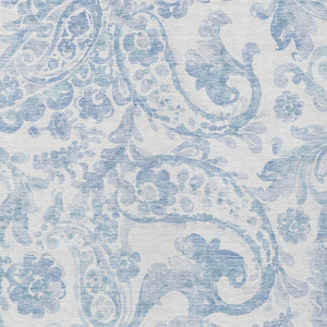 HomeRoots 9' Sky Blue Paisley Indoor Outdoor Area Rug - Durable, Washable, and Perfect for High-Traffic Spaces 9' X 12' 588664