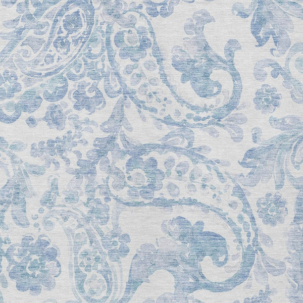 HomeRoots 9' Sky Blue Paisley Indoor Outdoor Area Rug - Durable, Washable, and Perfect for High-Traffic Spaces 9' X 12' 588664