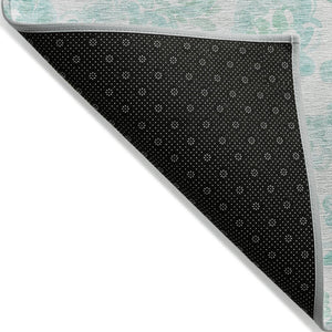 HomeRoots 9' Turquoise and Ivory Paisley Area Rug - Durable, Washable Design for Indoor and Outdoor Spaces 9' X 12' 588670