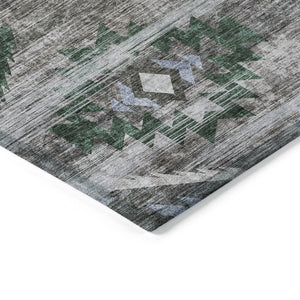 Homeroots 3' Brown Beige And Blue Southwestern Washable Area Rug For Indoor Outdoor Spaces, Durable Design 5' X 8' Polyester 588673