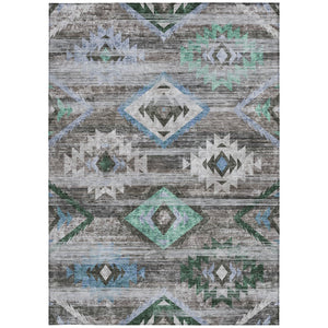 Homeroots 3' Brown Beige And Blue Southwestern Washable Area Rug For Indoor Outdoor Spaces, Durable Design 8' X 10' Polyester 588675