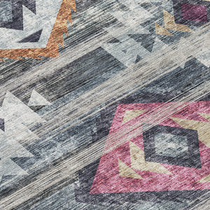 Homeroots 3' Brown Beige And Blue Southwestern Washable Area Rug For Indoor Outdoor Spaces, Durable Design 3' X 5' Polyester 588678