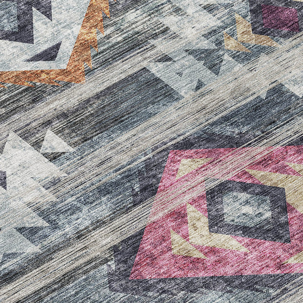 Homeroots 3' Brown Beige And Blue Southwestern Washable Area Rug For Indoor Outdoor Spaces, Durable Design 8' Round Polyester 588680