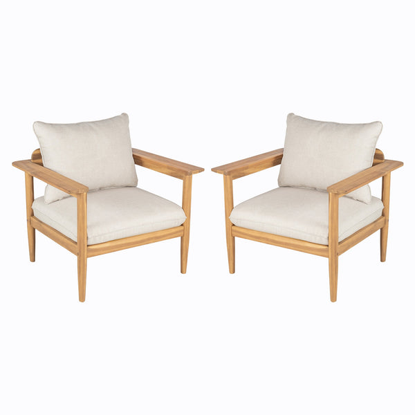 English Elm Christopher Knight Home® - Terassi Outdoor Lounge Chairs Set Of 2 - Durable Acacia Wood With Cushioned Comfort For Relaxation N775P248815T-S2