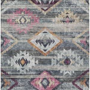 Homeroots 3' Brown Beige And Blue Southwestern Washable Area Rug For Indoor Outdoor Spaces, Durable Design 8' X 10' Polyester 588681