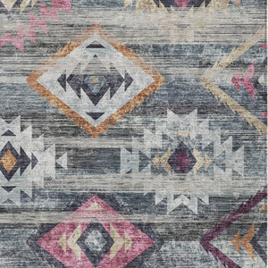 Homeroots 3' Brown Beige And Blue Southwestern Washable Area Rug For Indoor Outdoor Spaces, Durable Design 8' X 10' Polyester 588681