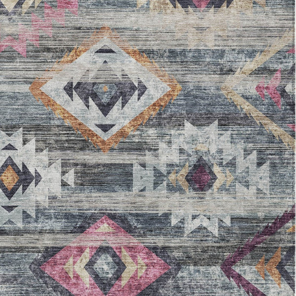 Homeroots 3' Brown Beige And Blue Southwestern Washable Area Rug For Indoor Outdoor Spaces, Durable Design 8' X 10' Polyester 588681