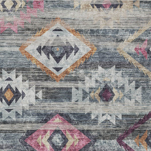 Homeroots 3' Brown Beige And Blue Southwestern Washable Area Rug For Indoor Outdoor Spaces, Durable Design 10' X 14' Polyester 588683