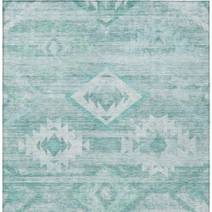 Homeroots 3' Aqua Turquoise Southwestern Area Rug - Stylish Washable Design For Indoor & Outdoor Use 3' X 5' Polyester 588684