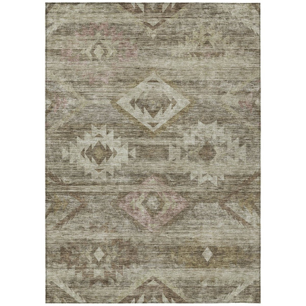 HomeRoots 5' Southwestern Indoor Outdoor Area Rug in Earthy Brown and Beige for Stylish, Low-Maintenance Living 8' X 10' 588693