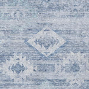 Homeroots 3' Aqua Turquoise Southwestern Area Rug - Stylish Washable Design For Indoor & Outdoor Use 8' X 10' Polyester 588699