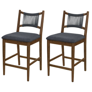 English Elm Arno Rubberwood Counter Stools with Rope Backrest and Charcoal Seat Set of 2 N775P366302B