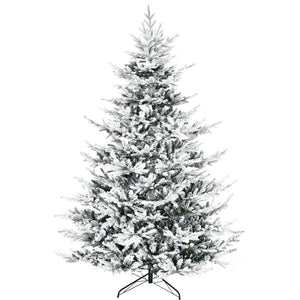 English Elm Homcom 8 Foot Snow Flocked Artificial Christmas Tree With 1479 Realistic Cedar Branches For Holidays W2225P249626