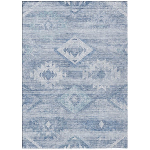 HomeRoots 9' Durable Denim Blue Southwestern Area Rug - Stylish, Washable for Indoor & Outdoor Use, Easy Care 9' X 12' 588700