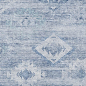 Homeroots 3' Aqua Turquoise Southwestern Area Rug - Stylish Washable Design For Indoor & Outdoor Use 9' X 12' Polyester 588700