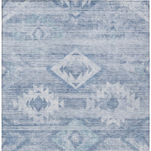 Homeroots 3' Aqua Turquoise Southwestern Area Rug - Stylish Washable Design For Indoor & Outdoor Use 10' X 14' Polyester 588701