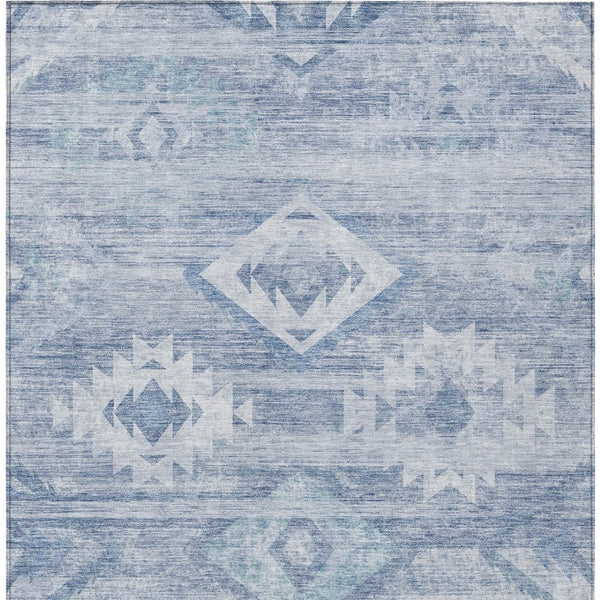 Homeroots 3' Aqua Turquoise Southwestern Area Rug - Stylish Washable Design For Indoor & Outdoor Use 10' X 14' Polyester 588701
