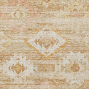 Homeroots 3' Aqua Turquoise Southwestern Area Rug - Stylish Washable Design For Indoor & Outdoor Use 5' X 8' Polyester 588703