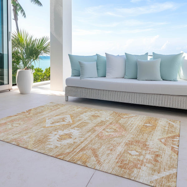 Homeroots 3' Aqua Turquoise Southwestern Area Rug - Stylish Washable Design For Indoor & Outdoor Use 8' X 10' Polyester 588705