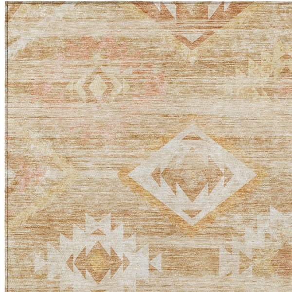 Homeroots 3' Aqua Turquoise Southwestern Area Rug - Stylish Washable Design For Indoor & Outdoor Use 8' X 10' Polyester 588705