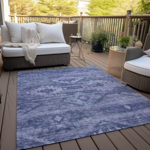 Homeroots 3' Aqua Turquoise Southwestern Area Rug - Stylish Washable Design For Indoor & Outdoor Use 9' X 12' Polyester 588712