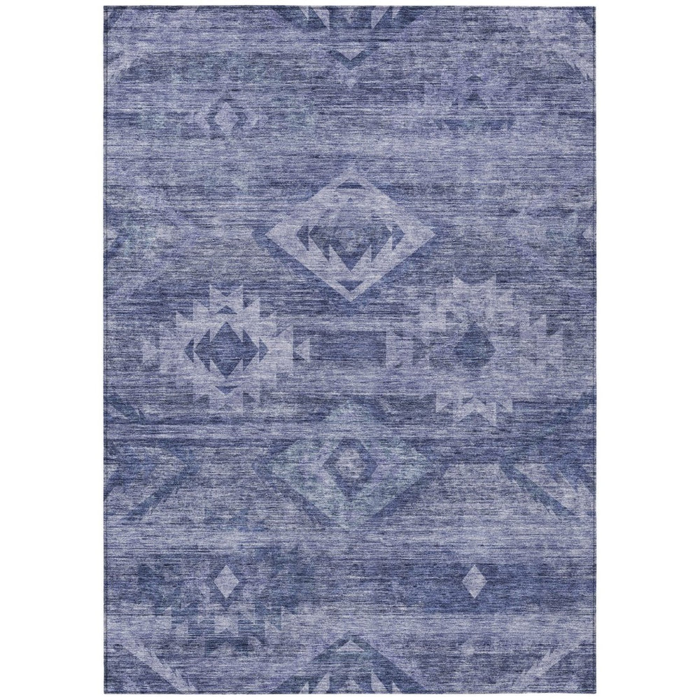 HomeRoots 9' Navy and Denim Blue Southwestern Area Rug - Durable, Washable, Stylish for Indoor and Outdoor Use 9' X 12' 588712