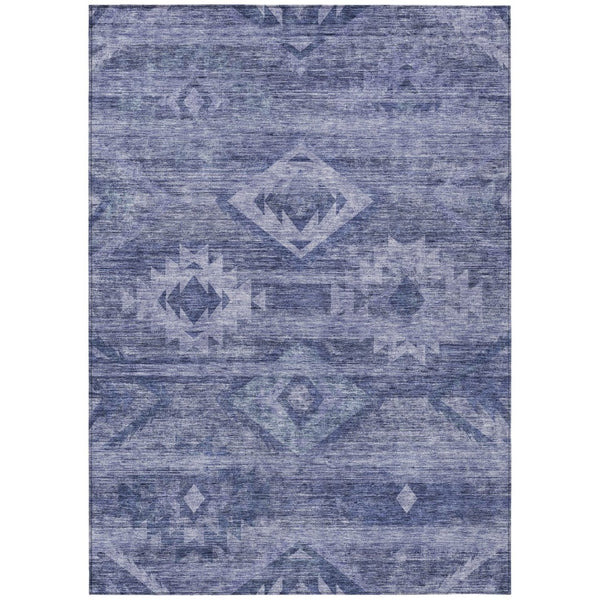 HomeRoots 9' Navy and Denim Blue Southwestern Area Rug - Durable, Washable, Stylish for Indoor and Outdoor Use 9' X 12' 588712