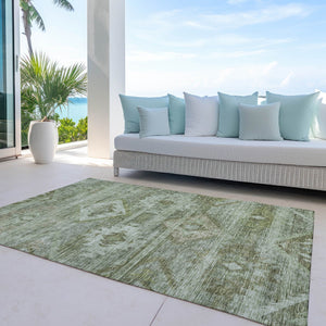 Homeroots 3' Aqua Turquoise Southwestern Area Rug - Stylish Washable Design For Indoor & Outdoor Use 3' X 5' Polyester 588714