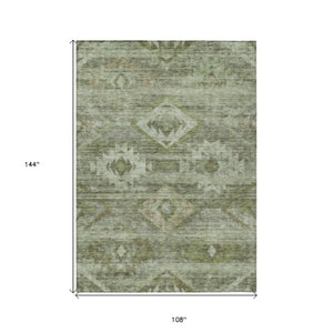 Homeroots 3' Aqua Turquoise Southwestern Area Rug - Stylish Washable Design For Indoor & Outdoor Use 9' X 12' Polyester 588718