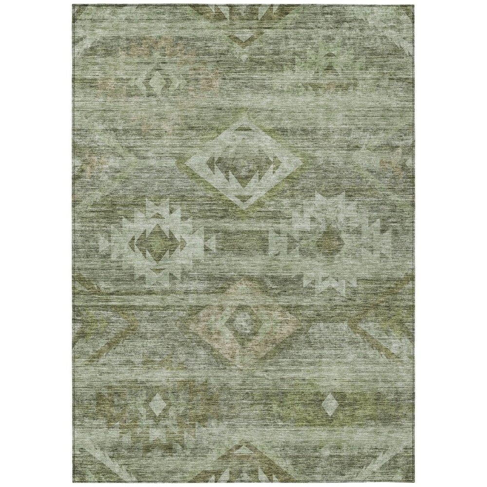 HomeRoots 5' Southwestern Indoor Outdoor Area Rug in Olive & Fern Green - Durable, Washable, Stylish Design 10' X 14' 588719