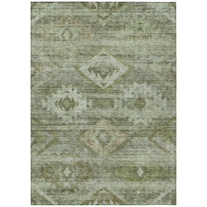 HomeRoots 5' Southwestern Indoor Outdoor Area Rug in Olive & Fern Green - Durable, Washable, Stylish Design 10' X 14' 588719