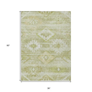 Homeroots 3' Aqua Turquoise Southwestern Area Rug - Stylish Washable Design For Indoor & Outdoor Use 3' X 5' Polyester 588720