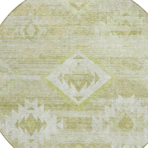 Homeroots 3' Aqua Turquoise Southwestern Area Rug - Stylish Washable Design For Indoor & Outdoor Use 8' Round Polyester 588722