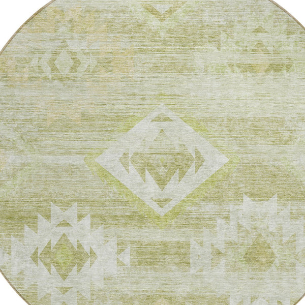 Homeroots 3' Aqua Turquoise Southwestern Area Rug - Stylish Washable Design For Indoor & Outdoor Use 8' Round Polyester 588722