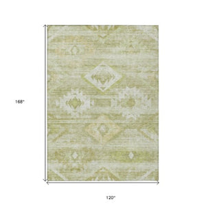 Homeroots 3' Aqua Turquoise Southwestern Area Rug - Stylish Washable Design For Indoor & Outdoor Use 10' X 14' Polyester 588725