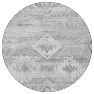 Homeroots 3' Aqua Turquoise Southwestern Area Rug - Stylish Washable Design For Indoor & Outdoor Use 8' Round Polyester 588728