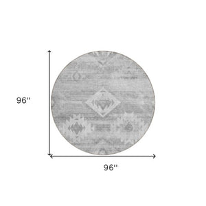 Homeroots 3' Aqua Turquoise Southwestern Area Rug - Stylish Washable Design For Indoor & Outdoor Use 8' Round Polyester 588728